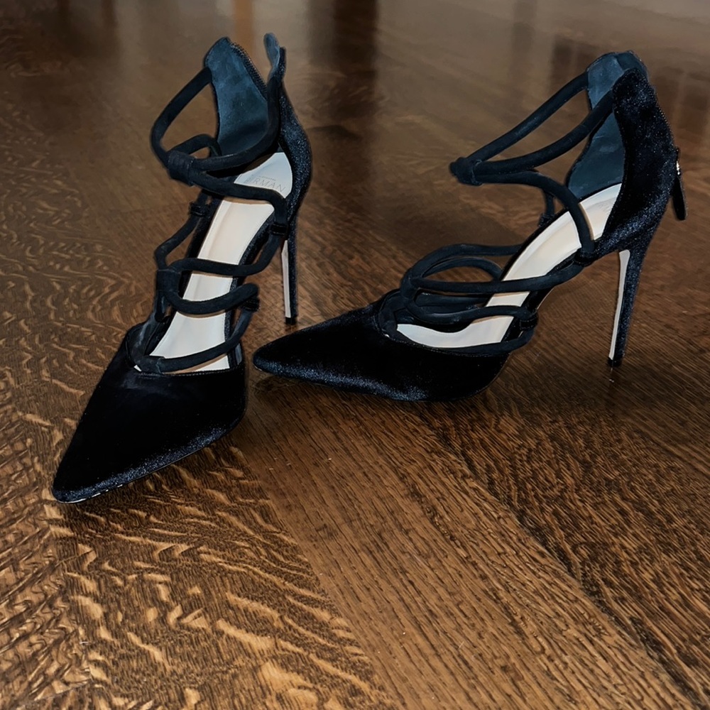 Black Velvet Alexandre Birman Strappy Pump size 41